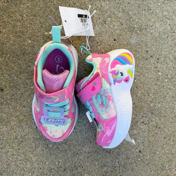 Sketchers Girls Shoes Size 5 Toddler Pink Light Up New Sneakers - Picture 1 of 7
